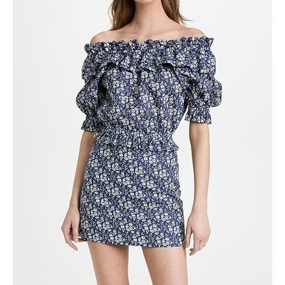 The Vampire’s Wife The Mob Blouse Floral Off The Shoulder Capel Linen Ruffle Top - Picture 13 of 13